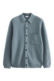 Blue Textured Knitted Relaxed Shacket - Image 4 of 6