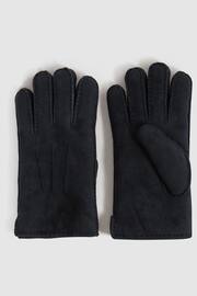 Reiss Black Aragon Suede Shearling Gloves - Image 1 of 3