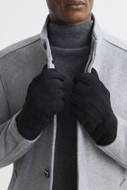 Reiss Black Aragon Suede Shearling Gloves - Image 2 of 3