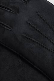 Reiss Black Aragon Suede Shearling Gloves - Image 3 of 3