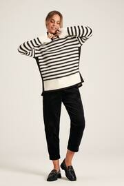 Joules Tandie Black/Cream Striped High Neck Jumper - Image 3 of 7