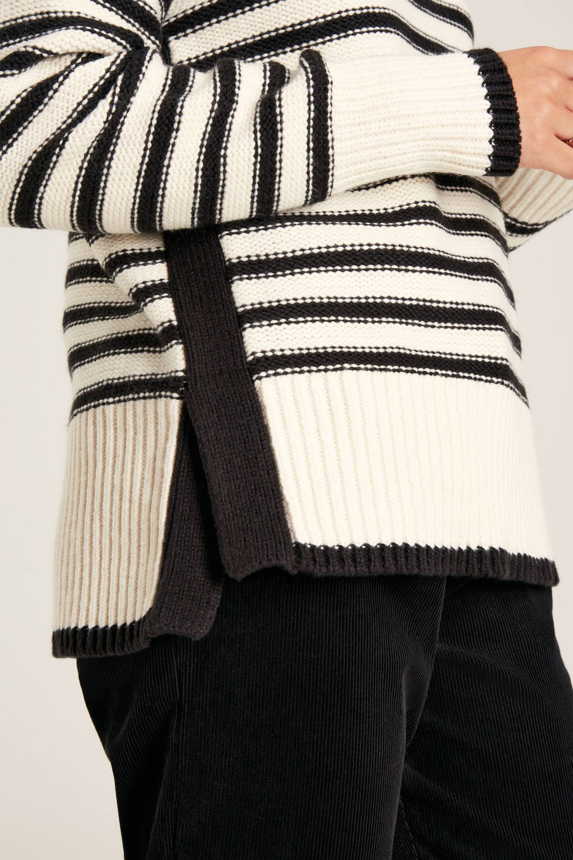 Joules Tandie Black/Cream Striped High Neck Jumper - Image 6 of 7