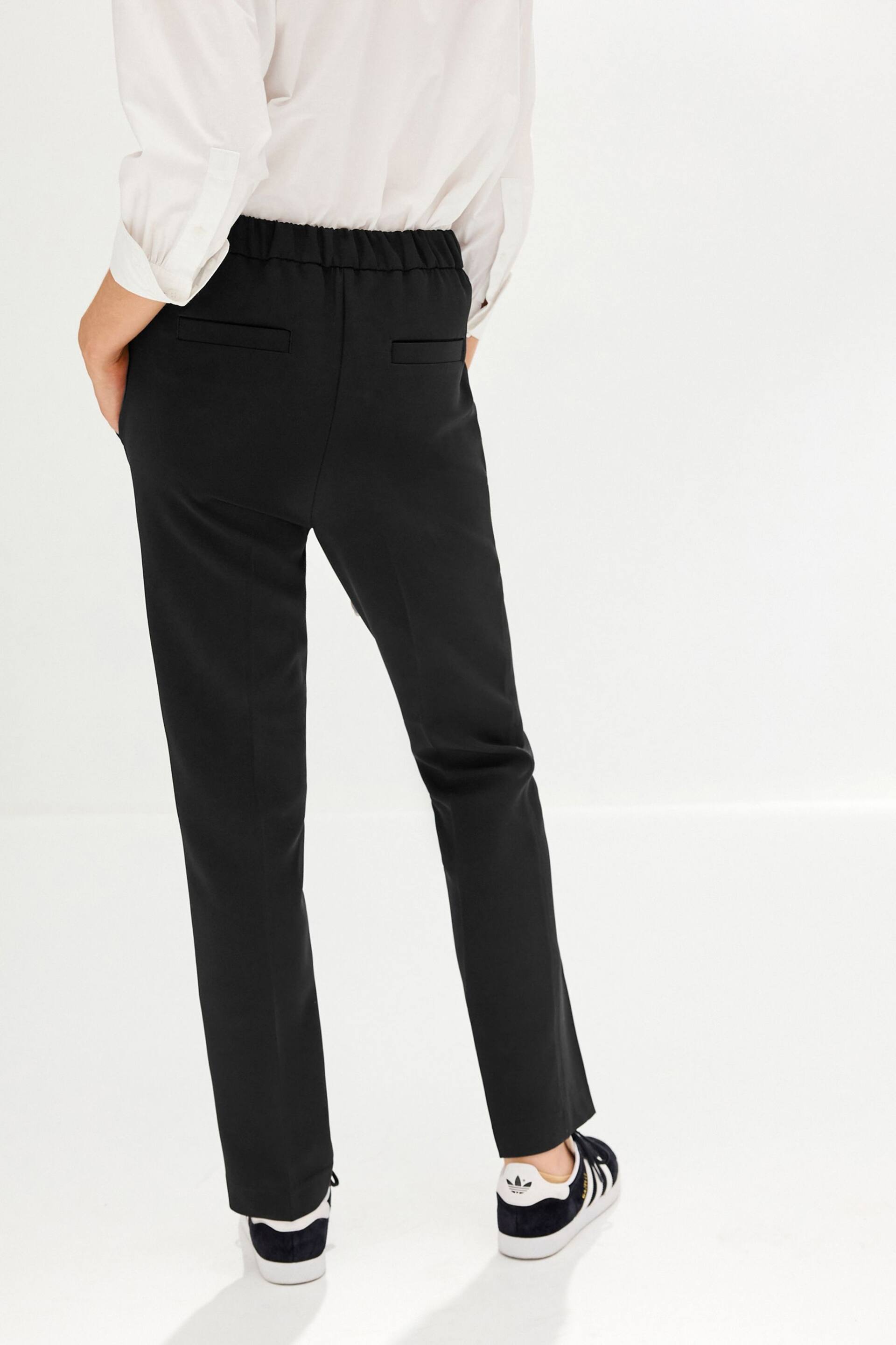 Black Tailored Elastic Back Straight Leg Trousers - Image 3 of 6
