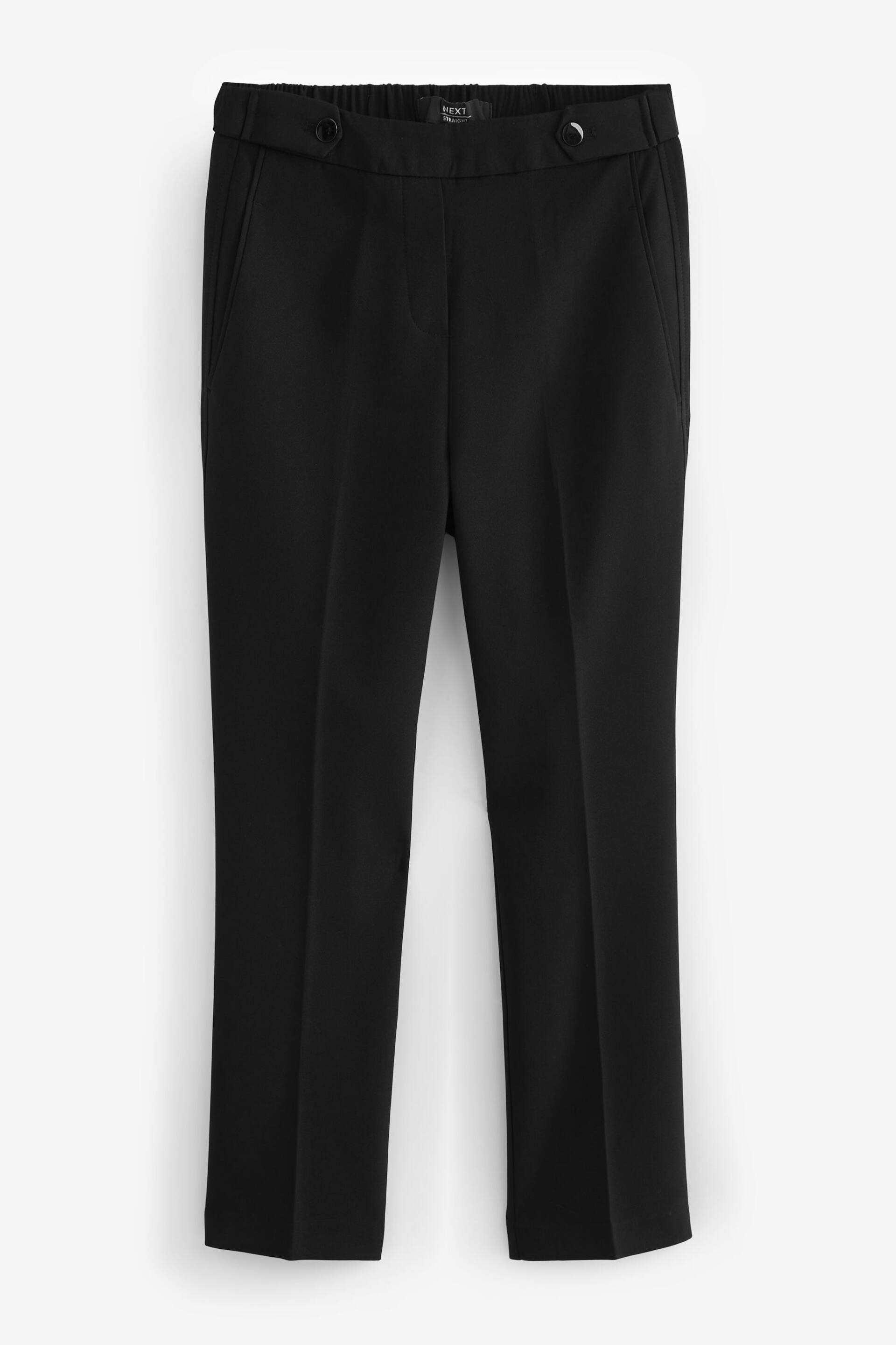 Black Tailored Elastic Back Straight Leg Trousers - Image 5 of 6