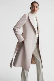 Reiss Neutral Tor Relaxed Wool Blend Belted Coat - Image 1 of 6