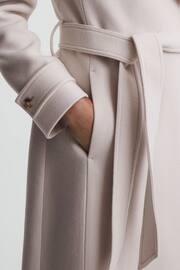 Reiss Neutral Tor Relaxed Wool Blend Belted Coat - Image 5 of 6