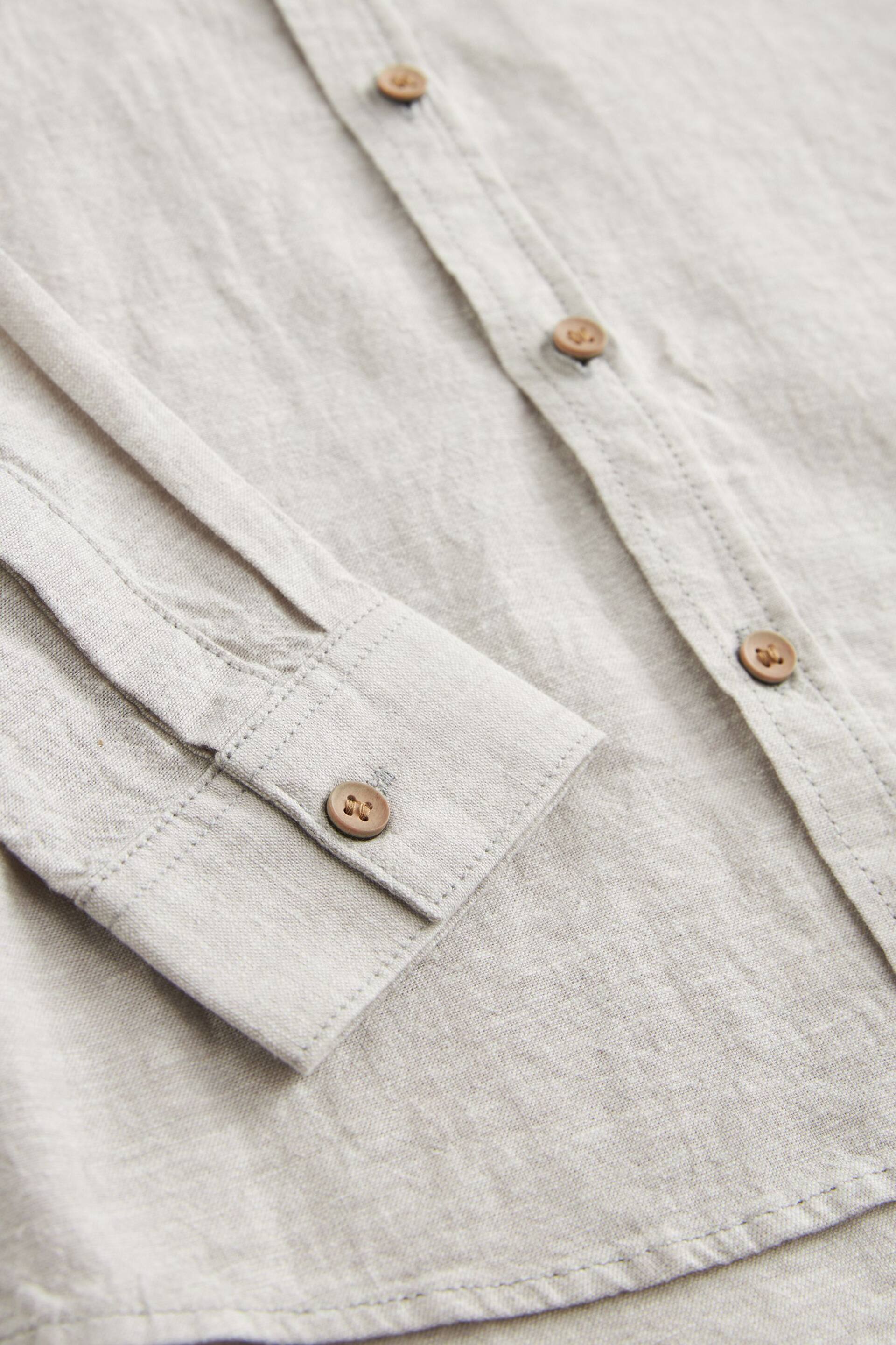 Neutral Long Sleeve Linen Blend Shirt (3-16yrs) - Image 3 of 3