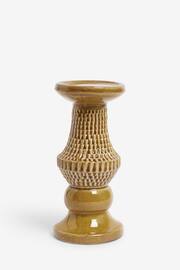 Yellow Embossed Ceramic Pillar Candle Holder - Image 3 of 3