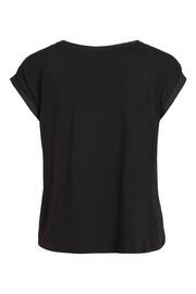 VILA Black Short Sleeve Satin and Jersey Top - Image 6 of 6