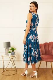 Yumi Blue Watercolour Floral Skater Dress - Image 4 of 5