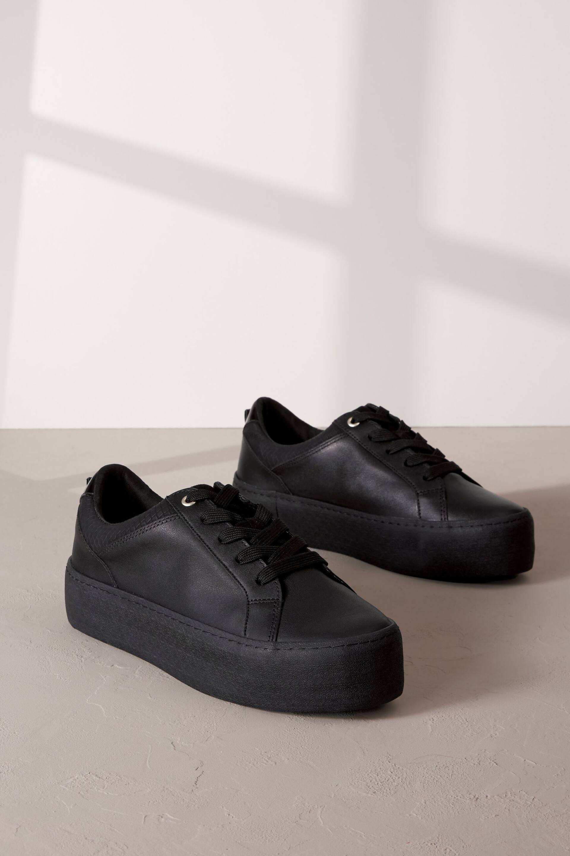 Black Signature Leather Chunky Sole Trainers - Image 1 of 6