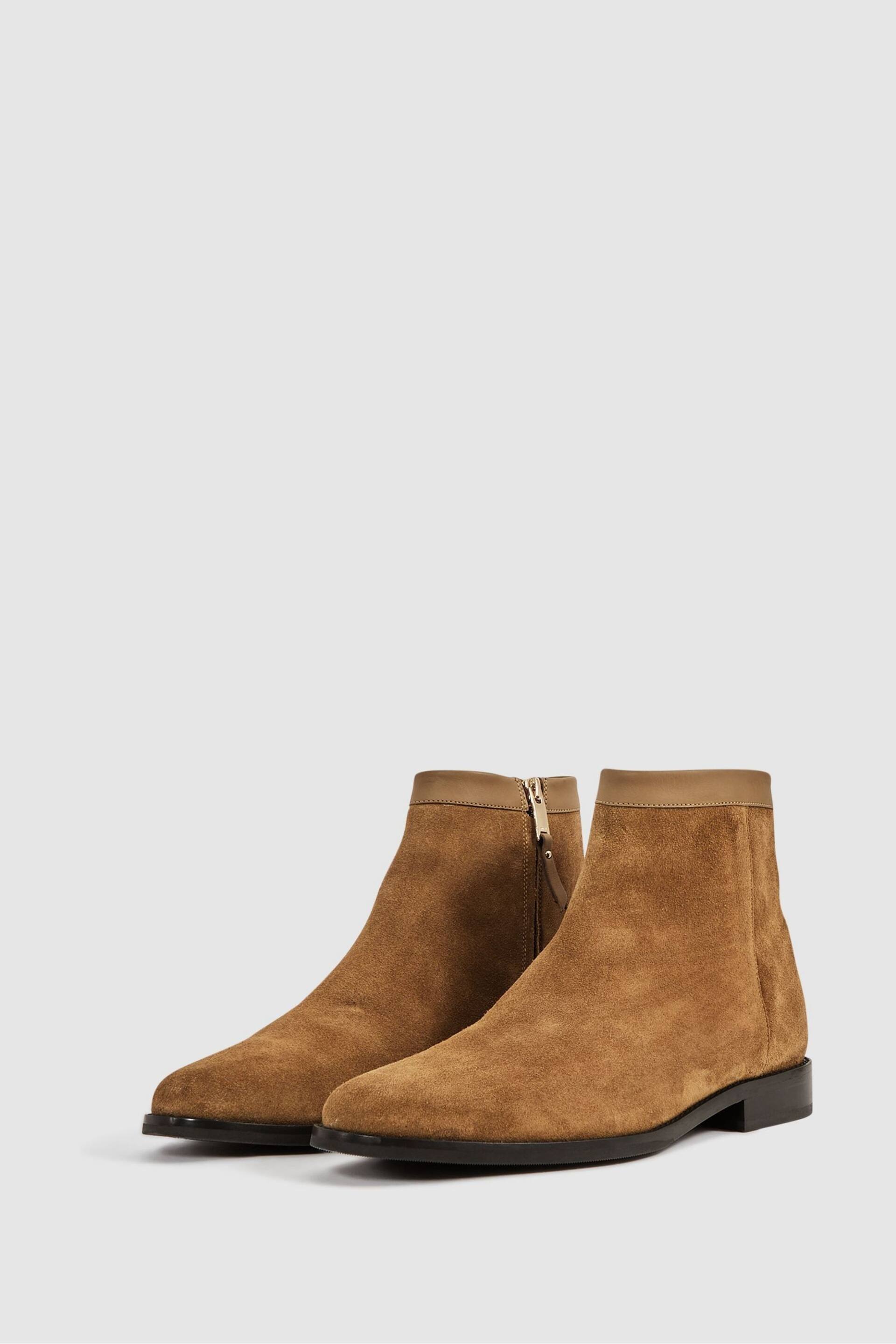 Reiss Stone Clay Suede Zip-Through Boots - Image 3 of 5