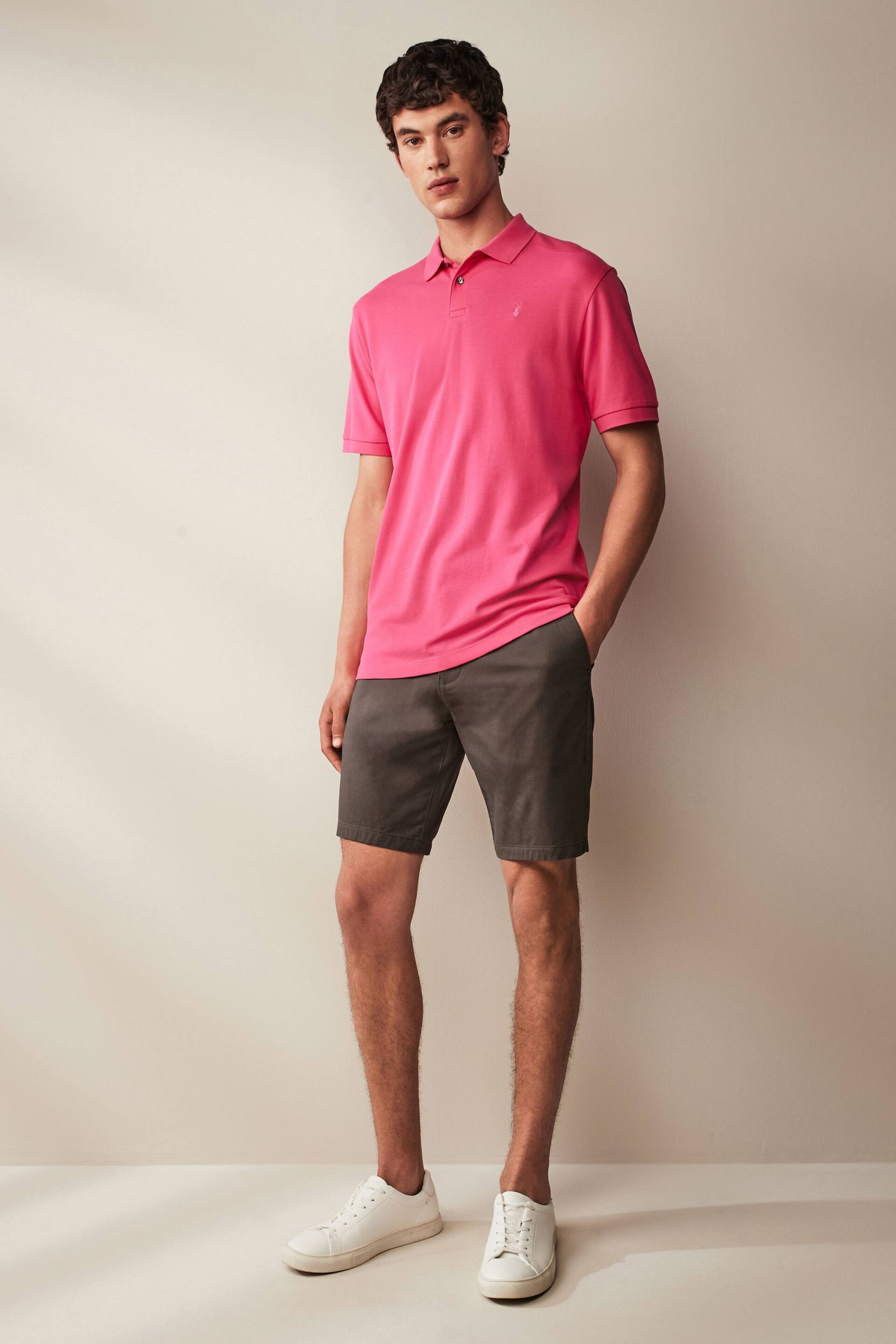 Bright Pink Regular Fit Short Sleeve Pique Polo Shirt - Image 2 of 7