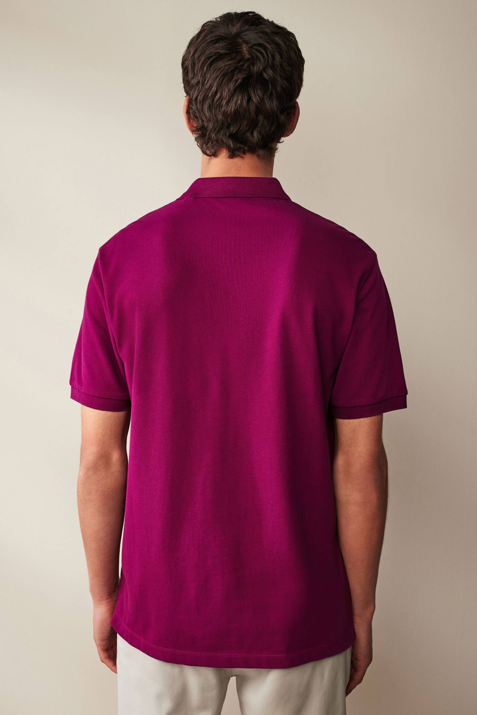 Purple Bright Regular Fit Short Sleeve Pique Polo Shirt - Image 3 of 7