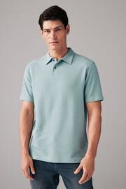 Green Textured Short Sleeve Polo Shirt - Image 3 of 8