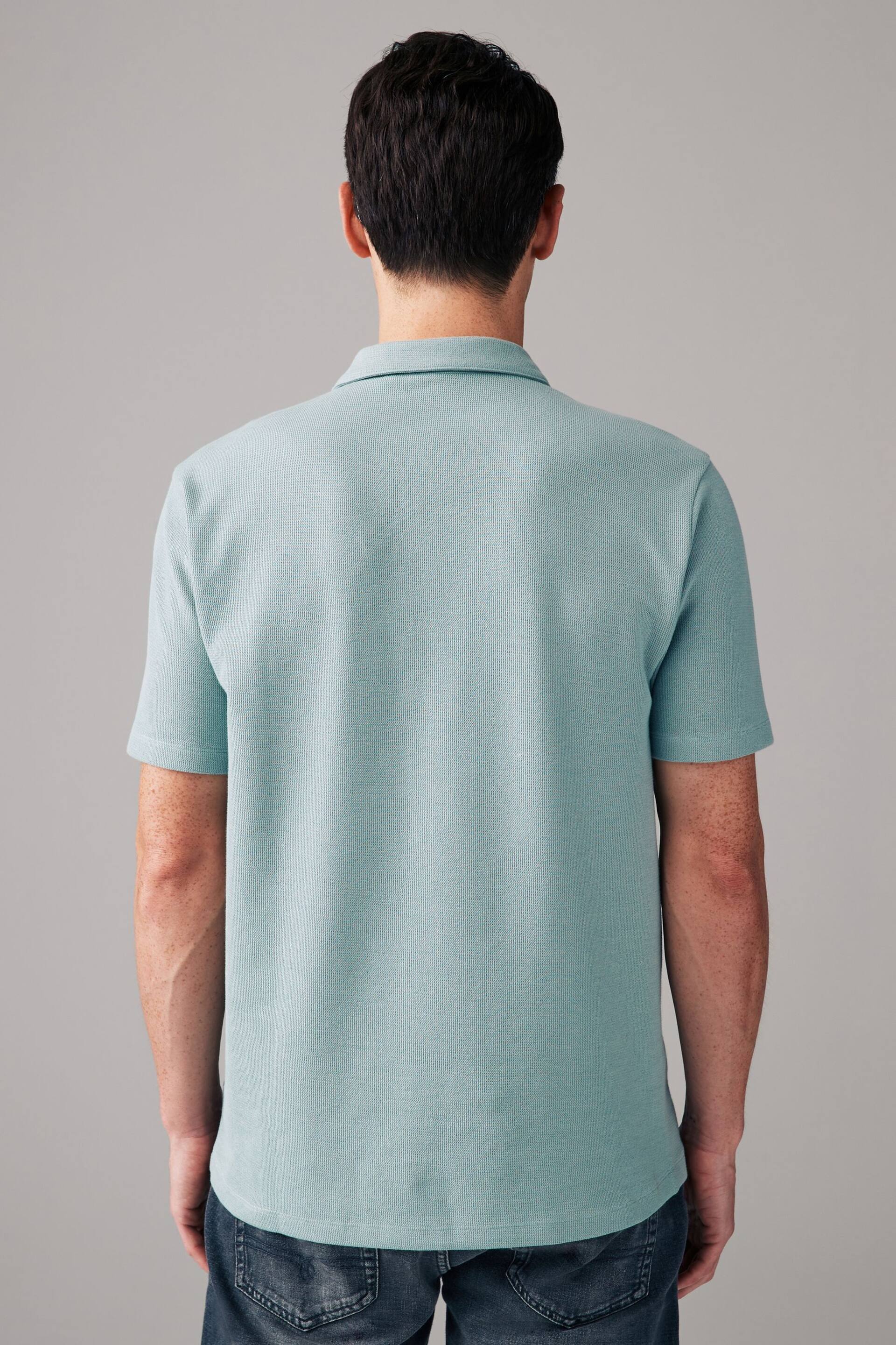 Green Textured Short Sleeve Polo Shirt - Image 4 of 8
