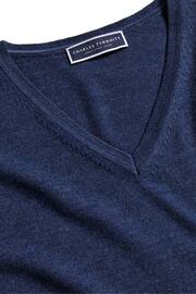 Charles Tyrwhitt Blue Pure Merino V-Neck Jumper - Image 3 of 4