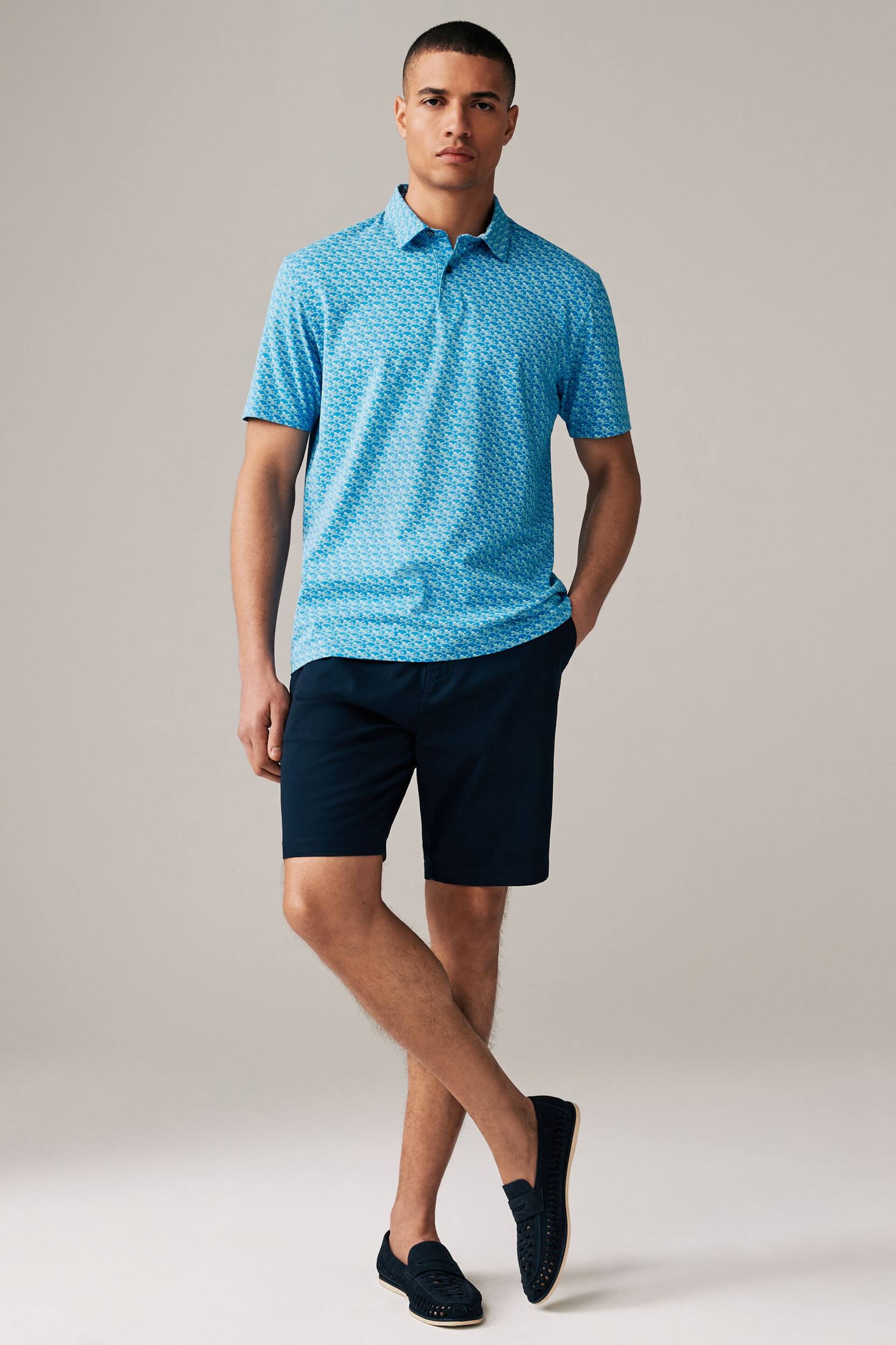 Blue Gecko Print Polo Shirt - Image 2 of 3