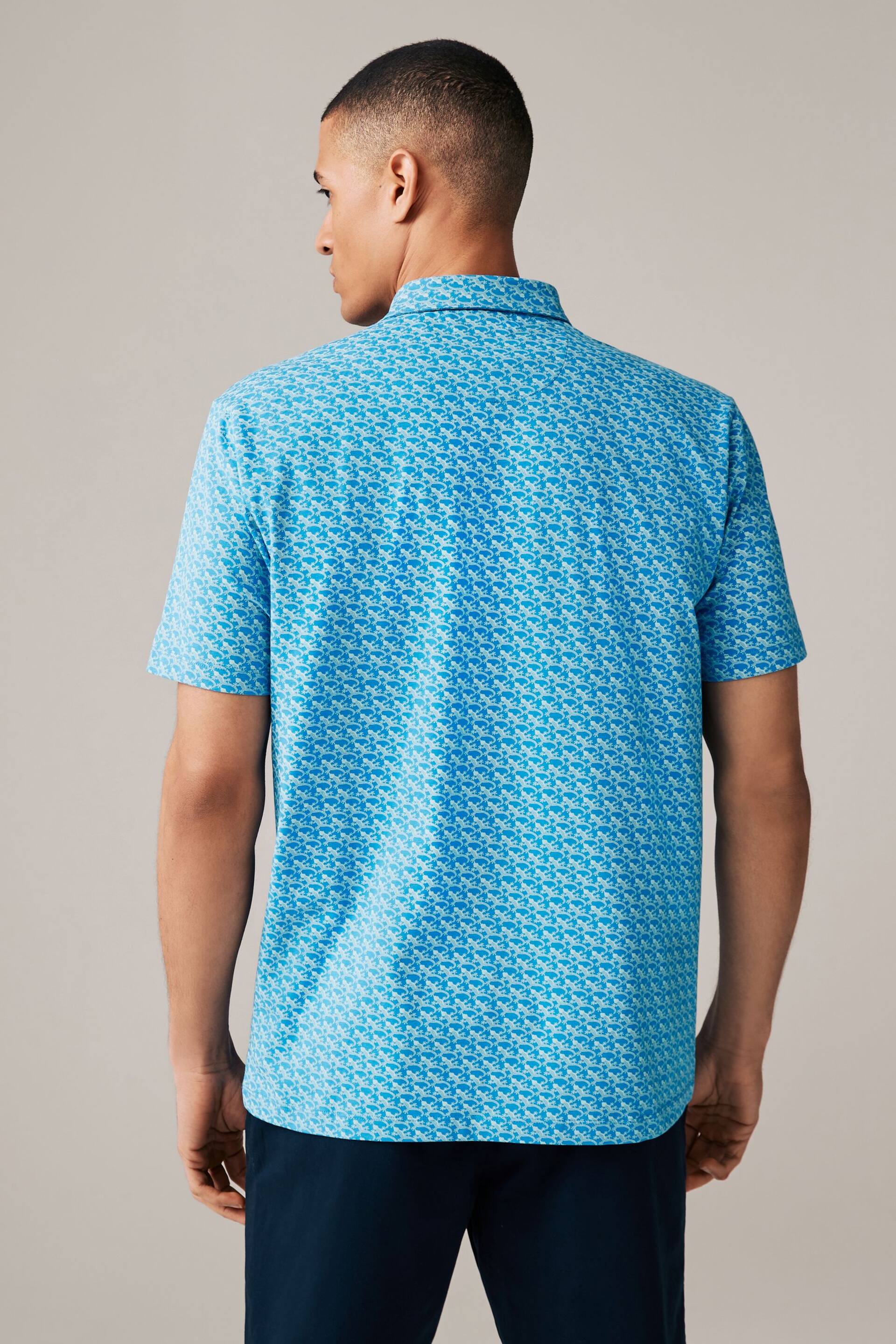 Blue Gecko Print Polo Shirt - Image 3 of 3