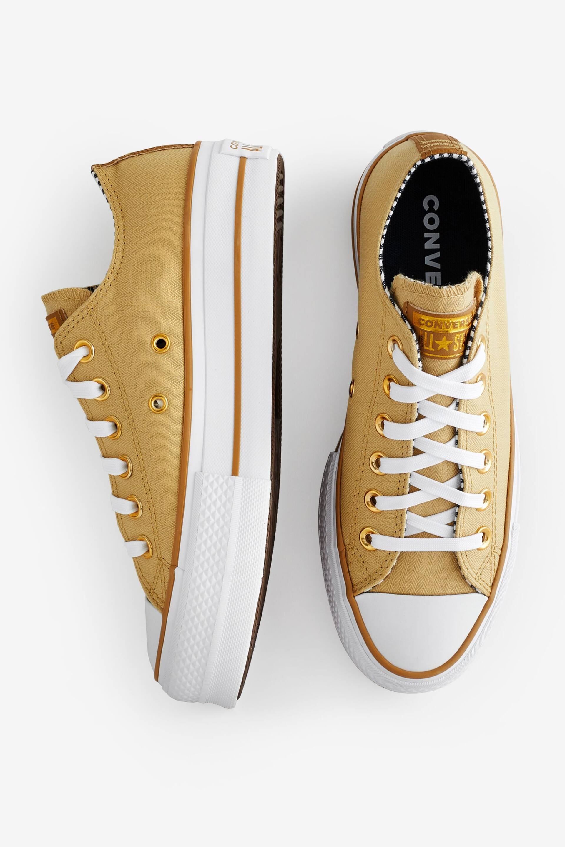Converse Yellow Lift Chuck Ox Trainers - Image 4 of 9