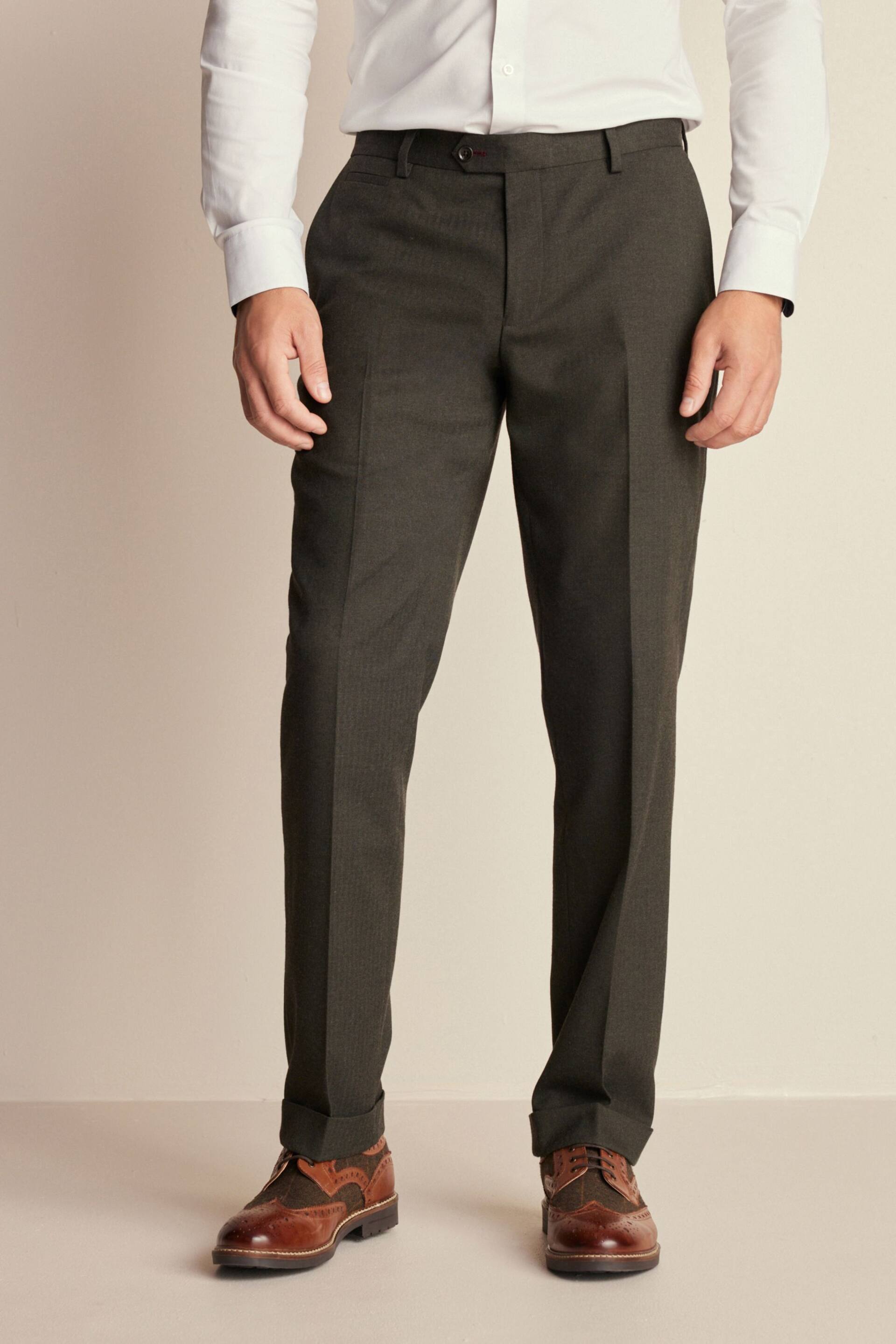 Green Tailored Tailored Herringbone Suit Trousers - Image 1 of 9