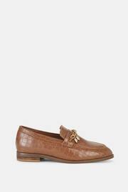 Novo Brown Wide Fit Elio Faux Croc Flat Loafers - Image 2 of 4