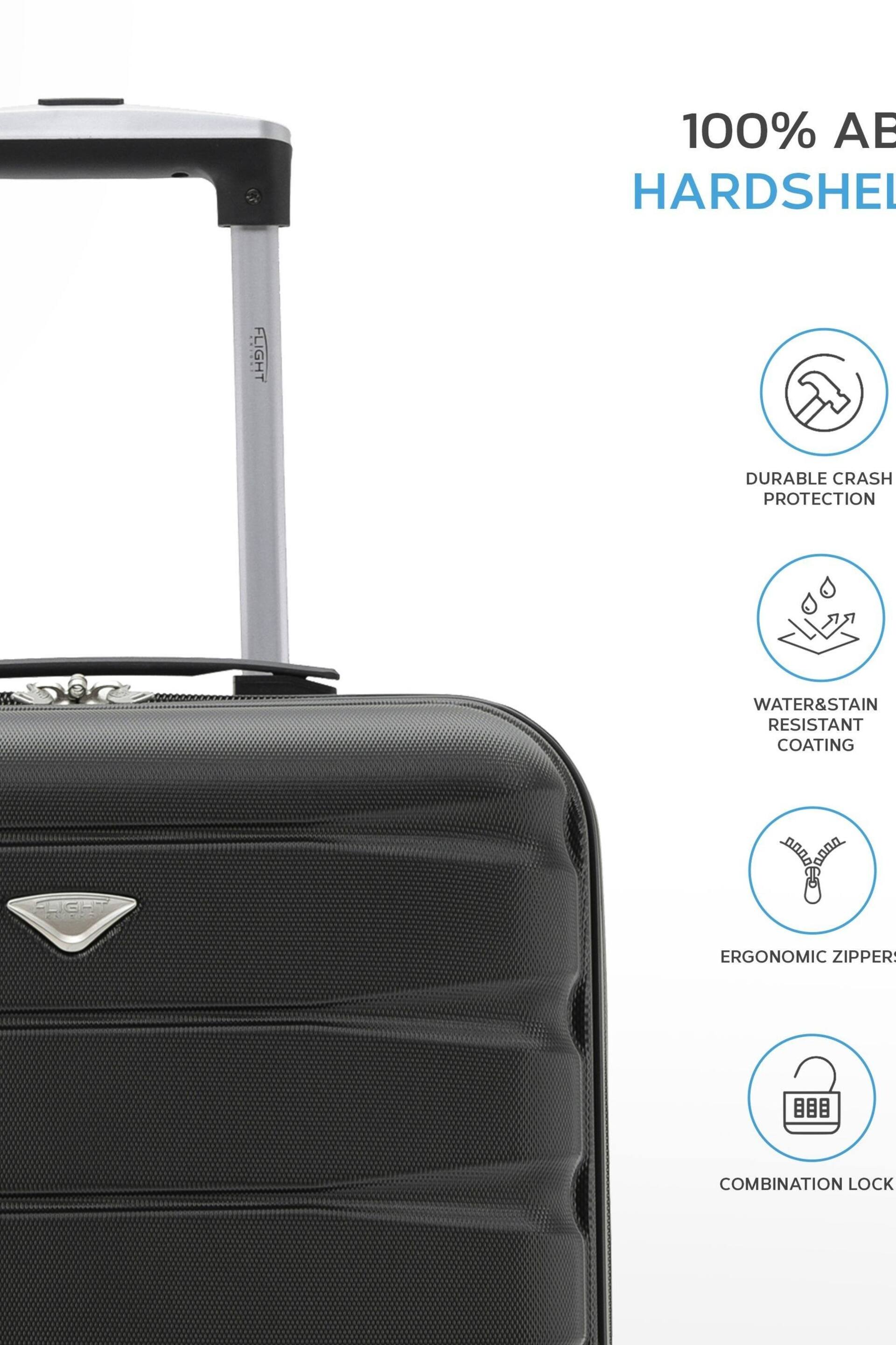 Flight Knight 55x40x23cm 4 Wheel ABS Hard Case Cabin Carry On Hand Black Luggage - Image 3 of 7