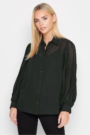 PixieGirl Petite Black Pleated Sleeve Shirt - Image 1 of 4