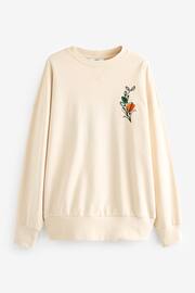 Neutral Ecru Relaxed Fit Longline Nature Back Graphic Crew Neck Slogan Sweatshirt - Image 6 of 7