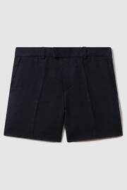 Reiss Navy Kin Junior Slim Fit Linen Adjustable Shorts - Image 2 of 4