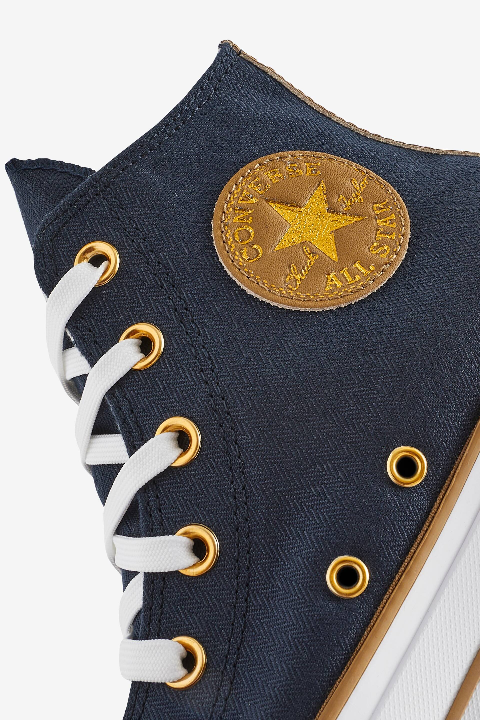 Converse Black/Gold Platform Lift Trainers - Image 8 of 9