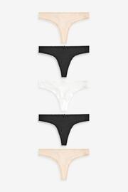 Black/White/Nude Thong Microfibre Knickers 5 Pack - Image 2 of 8