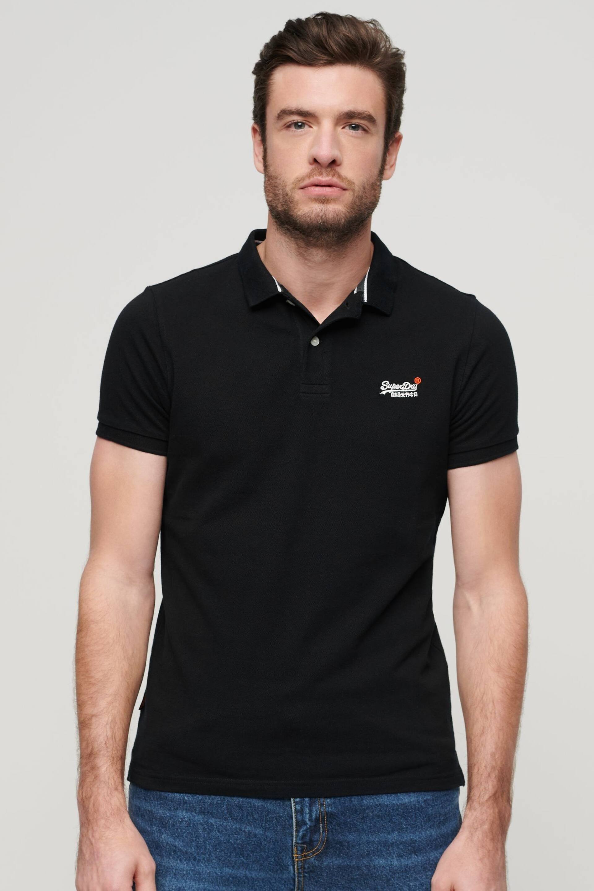 Superdry Black Classic Pique Polo Shirt - Image 5 of 9
