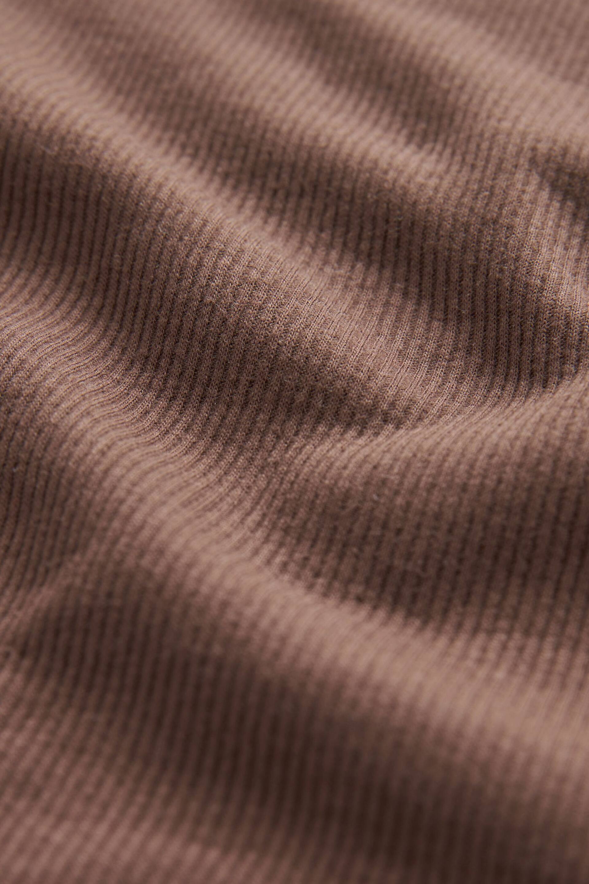 Chocolate Brown Ribbed Roll Neck Long Sleeve Mini Dress - Image 6 of 6