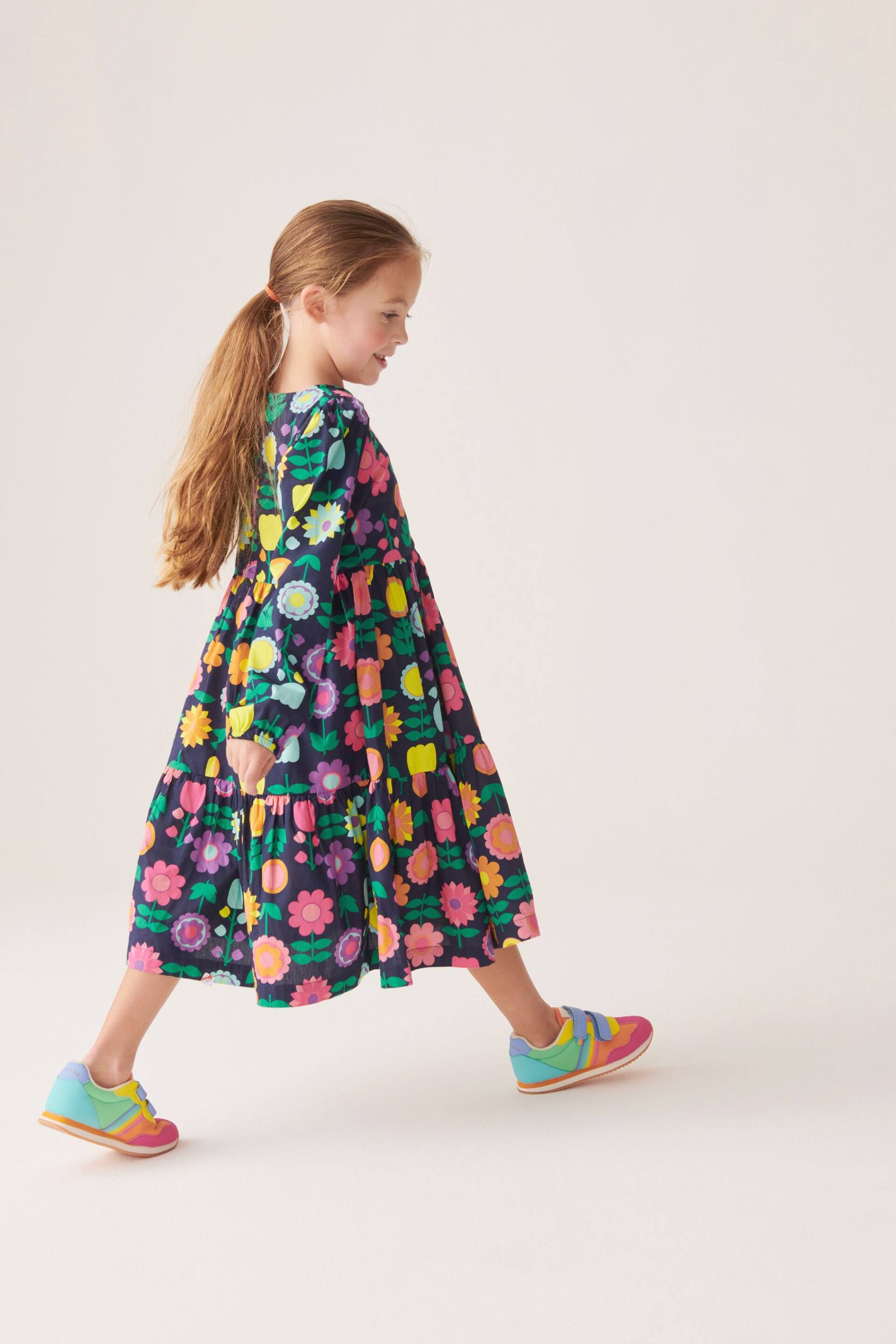 Little Bird by Jools Oliver Navy Long Sleeve Floral Dress - Image 2 of 9