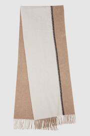 Reiss Neutral Orla Lambswool Colourblock Stitch Scarf - Image 1 of 4