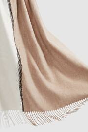 Reiss Neutral Orla Lambswool Colourblock Stitch Scarf - Image 4 of 4