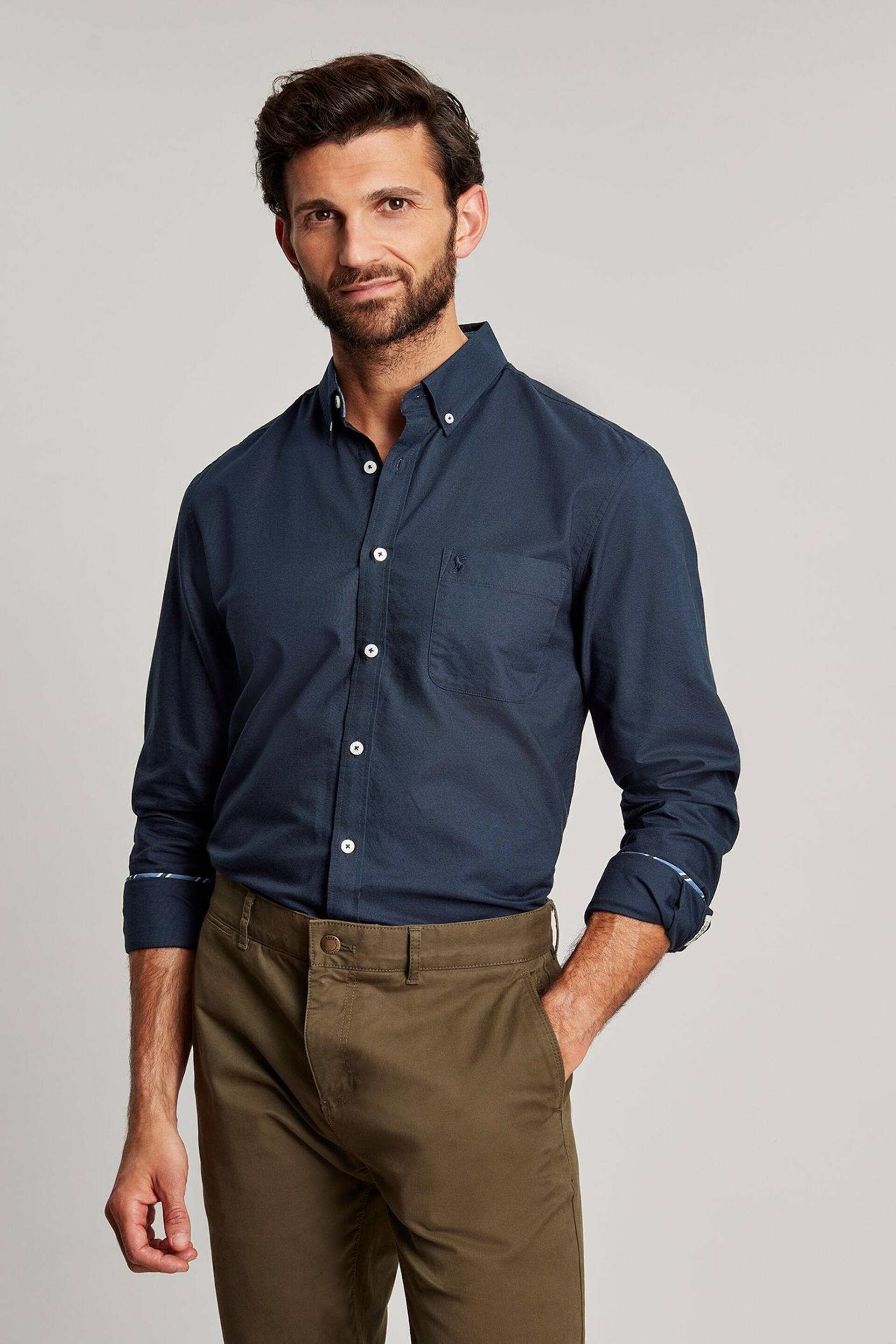 Joules Oxford Navy Blue Long Sleeve Oxford Shirt - Image 5 of 7
