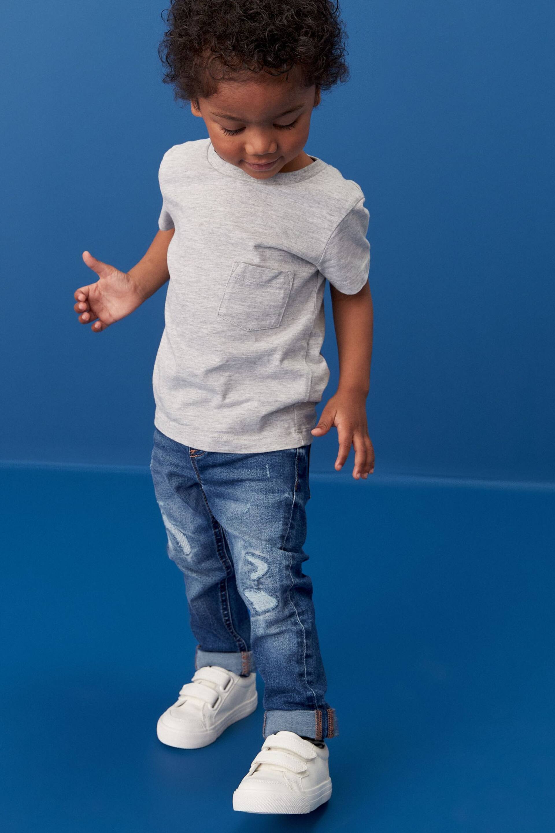 Mid Blue Denim Distressed Jeans (3mths-7yrs) - Image 2 of 8