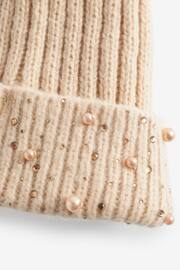 Beige Pearl Pom Beanie (3-16yrs) - Image 2 of 2