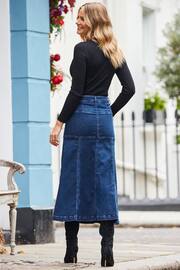 Sosandar Blue Panelled Denim Midi Skirt - Image 3 of 5