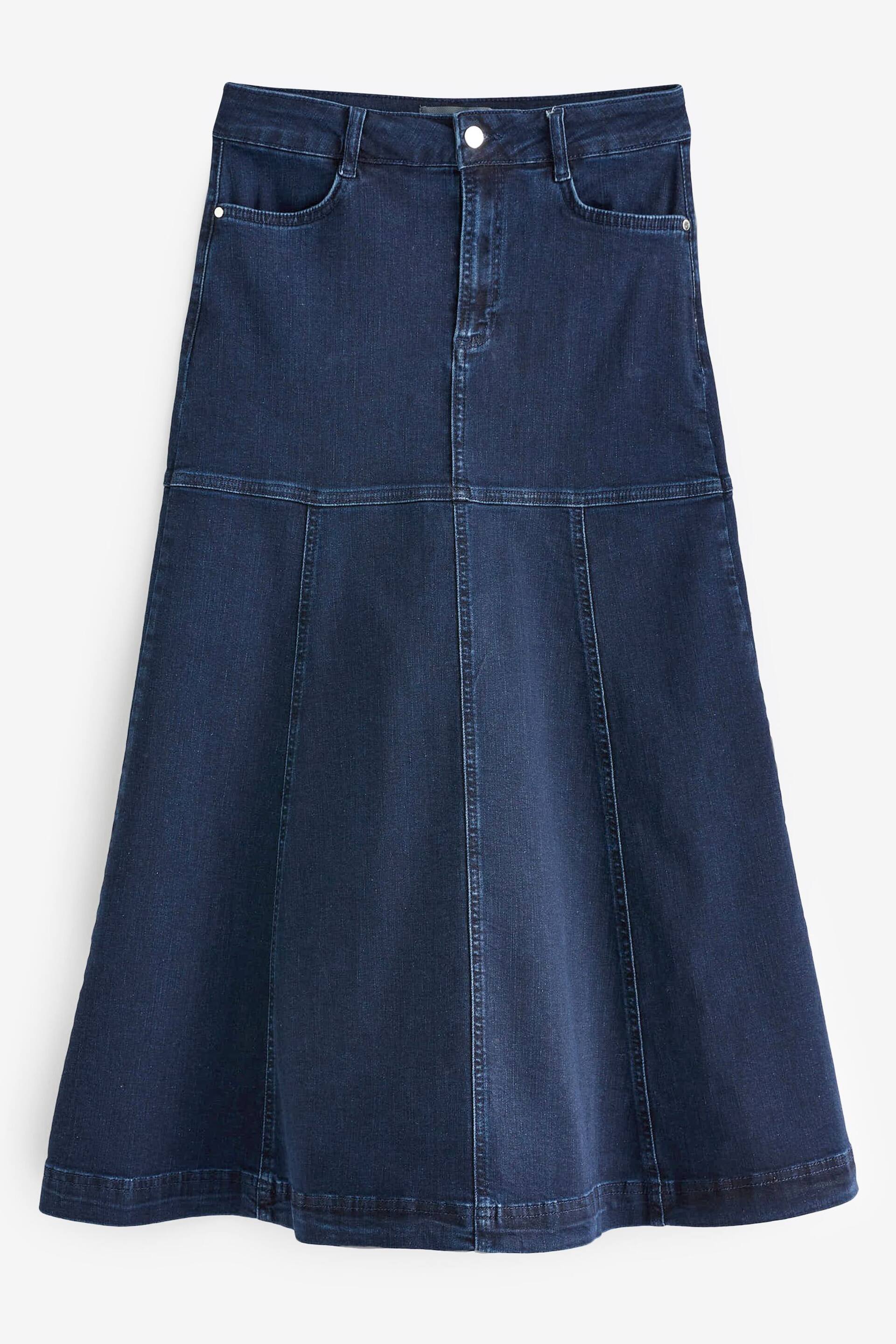 Sosandar Blue Panelled Denim Midi Skirt - Image 5 of 5