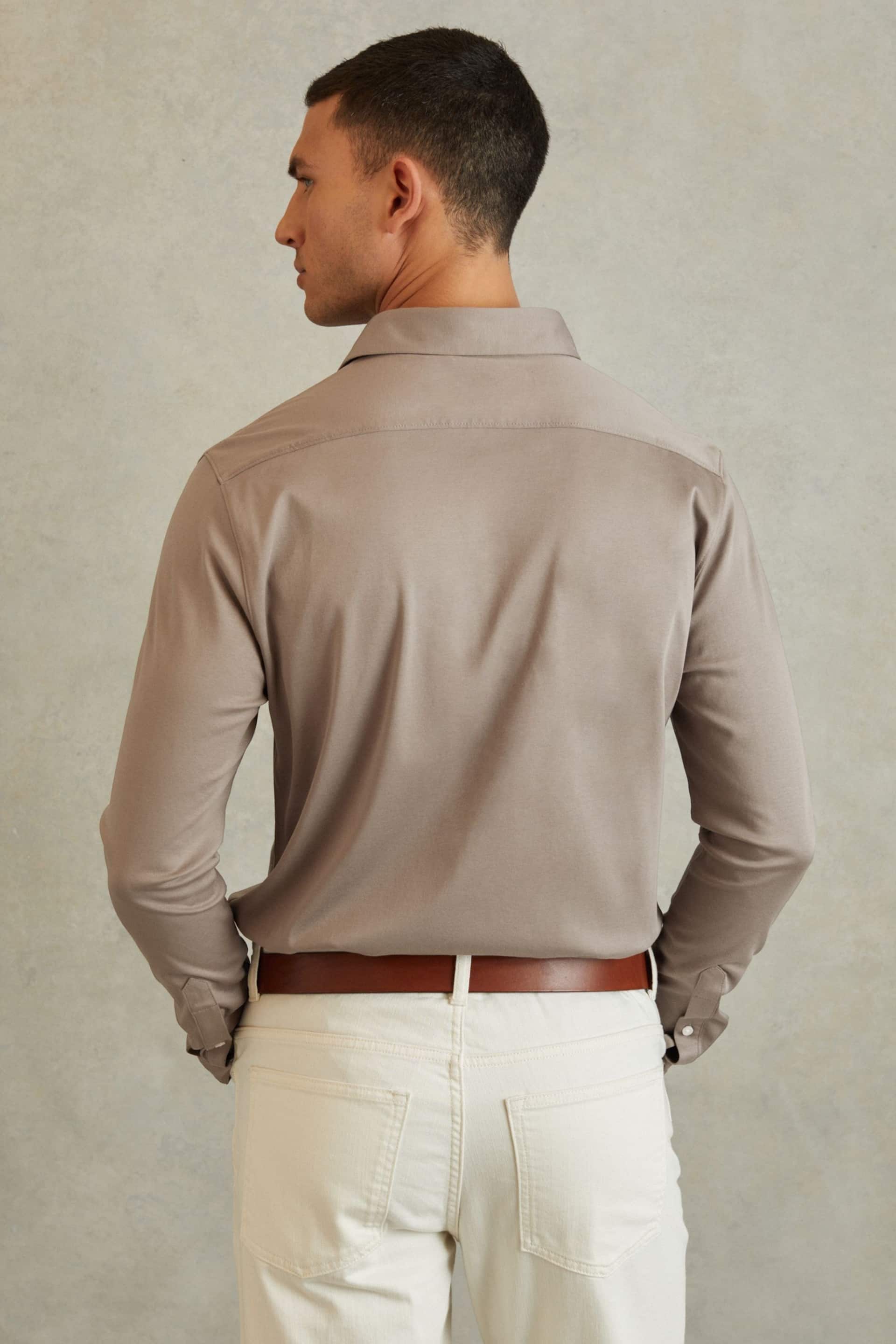 Reiss Cinder Viscount Slim Fit Mercerised Cotton Jersey Shirt - Image 4 of 5