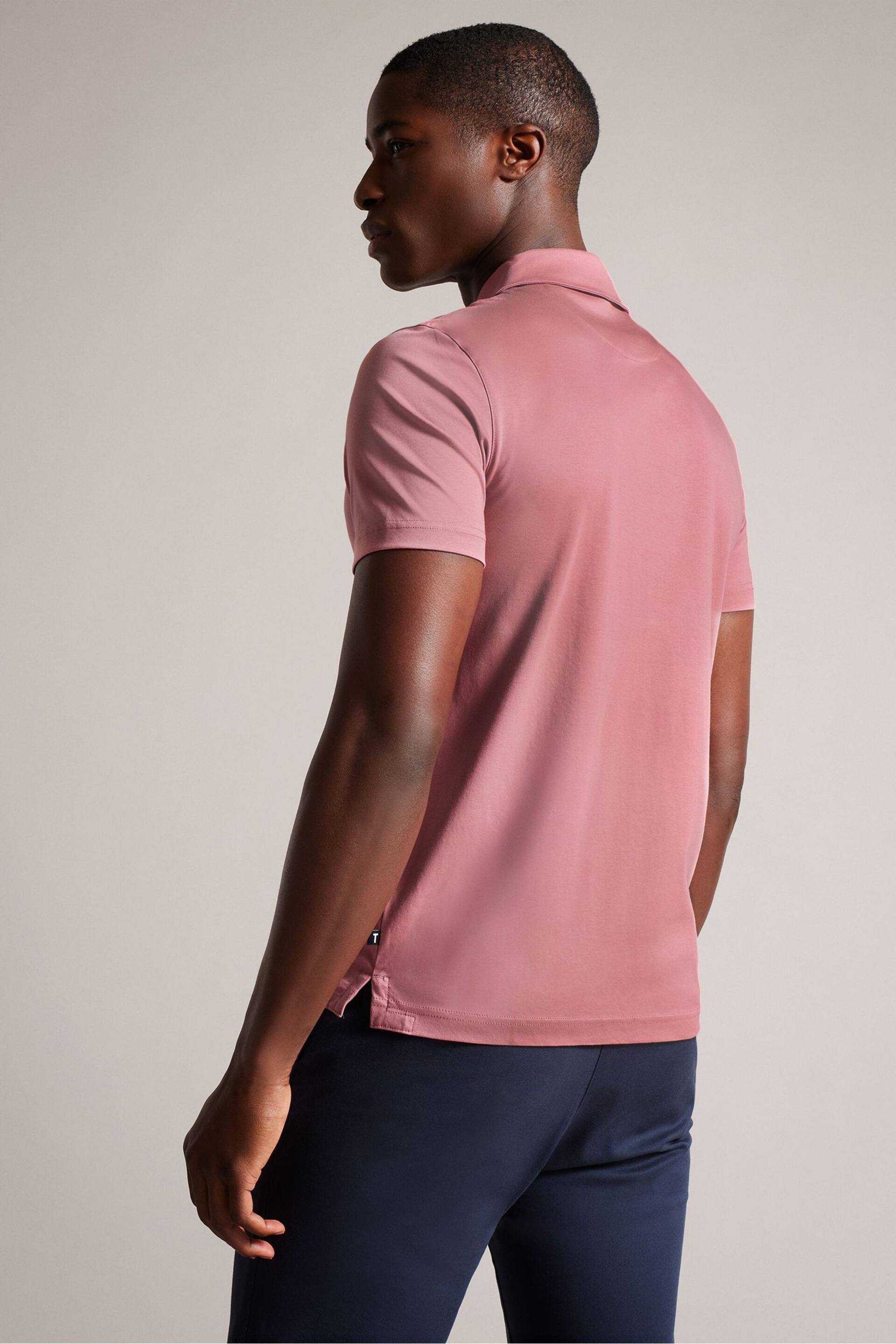 Ted Baker Pink Slim Zeiter Soft Touch Polo Shirt - Image 2 of 5