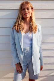 Blue Textured Linen Blazer - Image 2 of 7