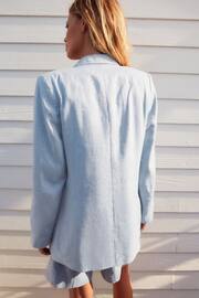 Blue Textured Linen Blazer - Image 4 of 7