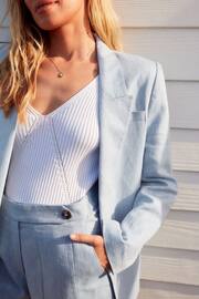 Blue Textured Linen Blazer - Image 6 of 7