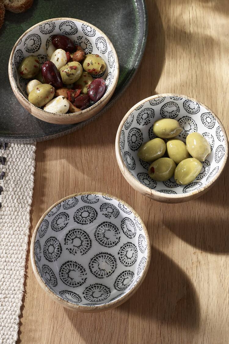 Mango Wood Set of 3 Nibble and Dip Bowls - Image 2 of 4