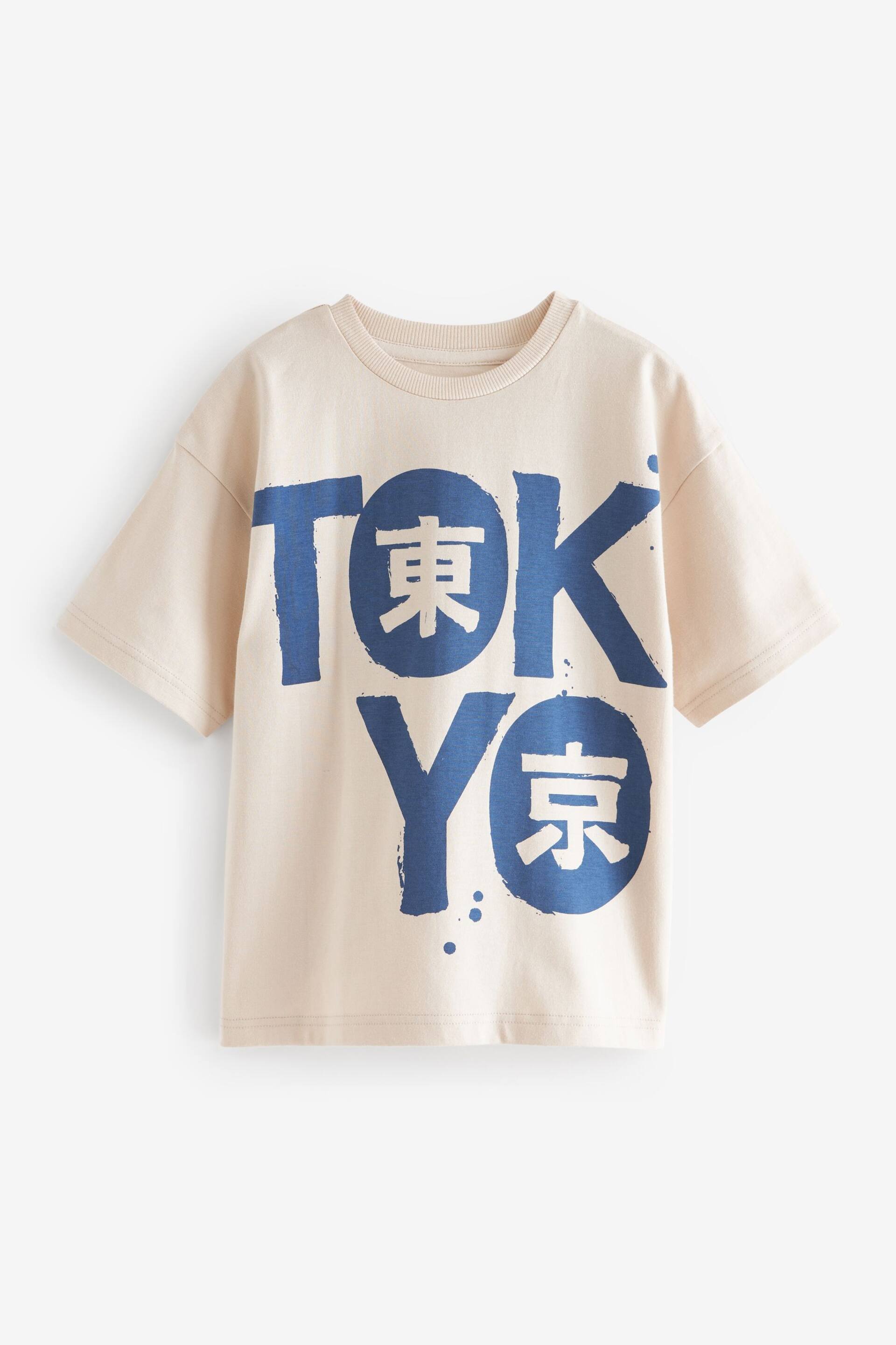 Natural Tokyo Oversized Fit Short Sleeve Graphic T-Shirt (3-16yrs) - Image 3 of 5