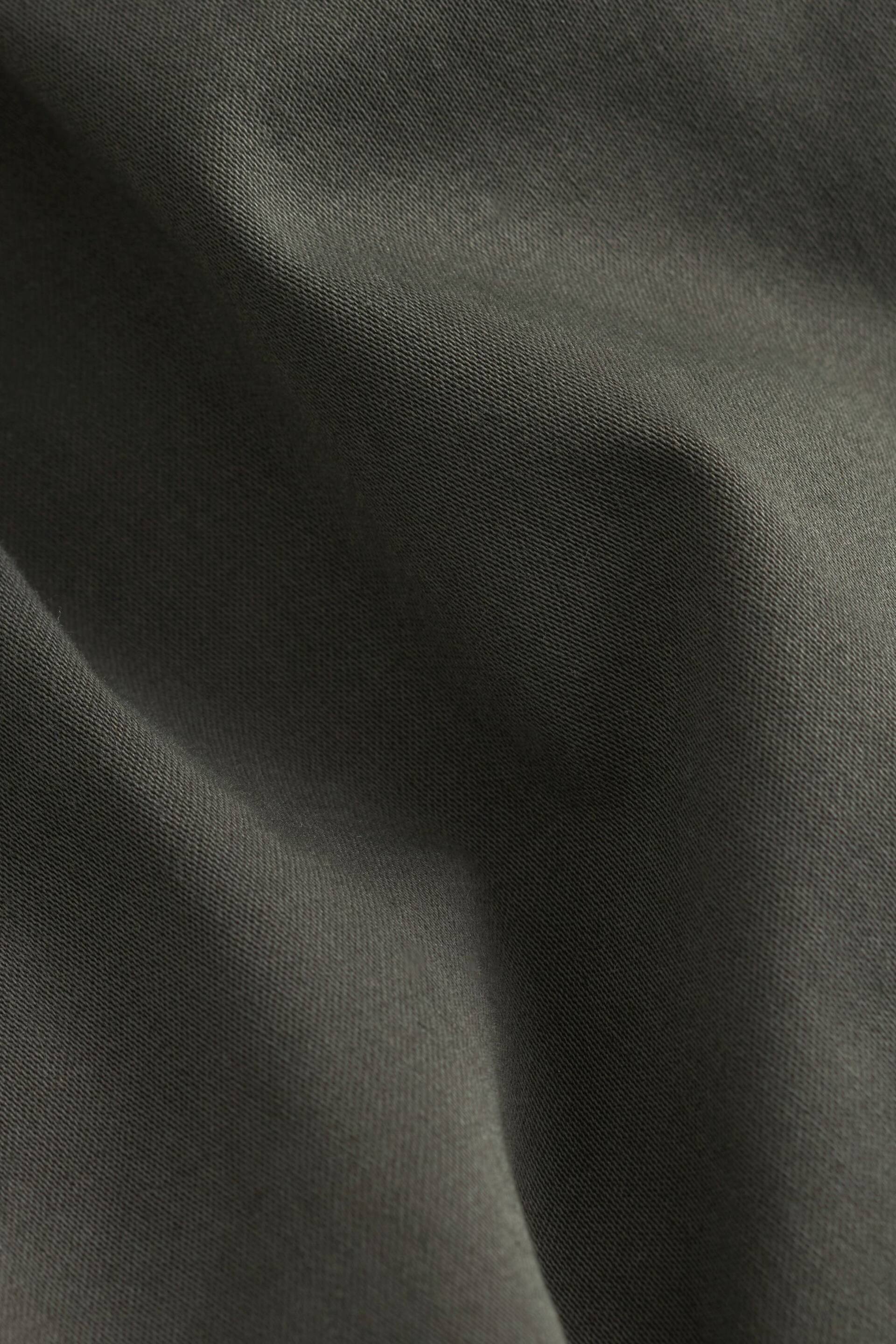 Dark Khaki Green Slim Fit Zip Detail Stretch Cargo Shorts - Image 6 of 9